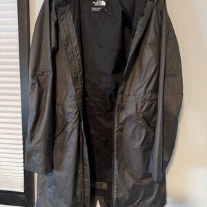 Women's Long NorthFace Rain Jacket Black Size Small